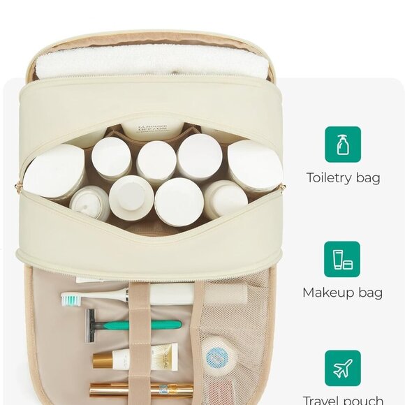 Travel Toiletry Bag, Large Wide-open Travel Bag for Toiletries, Puffy Makeup Cos - Picture 6 of 8